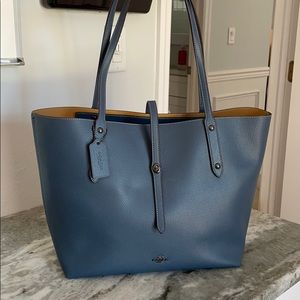 NWT Coach Market Tote in Blue Pebbled Leather